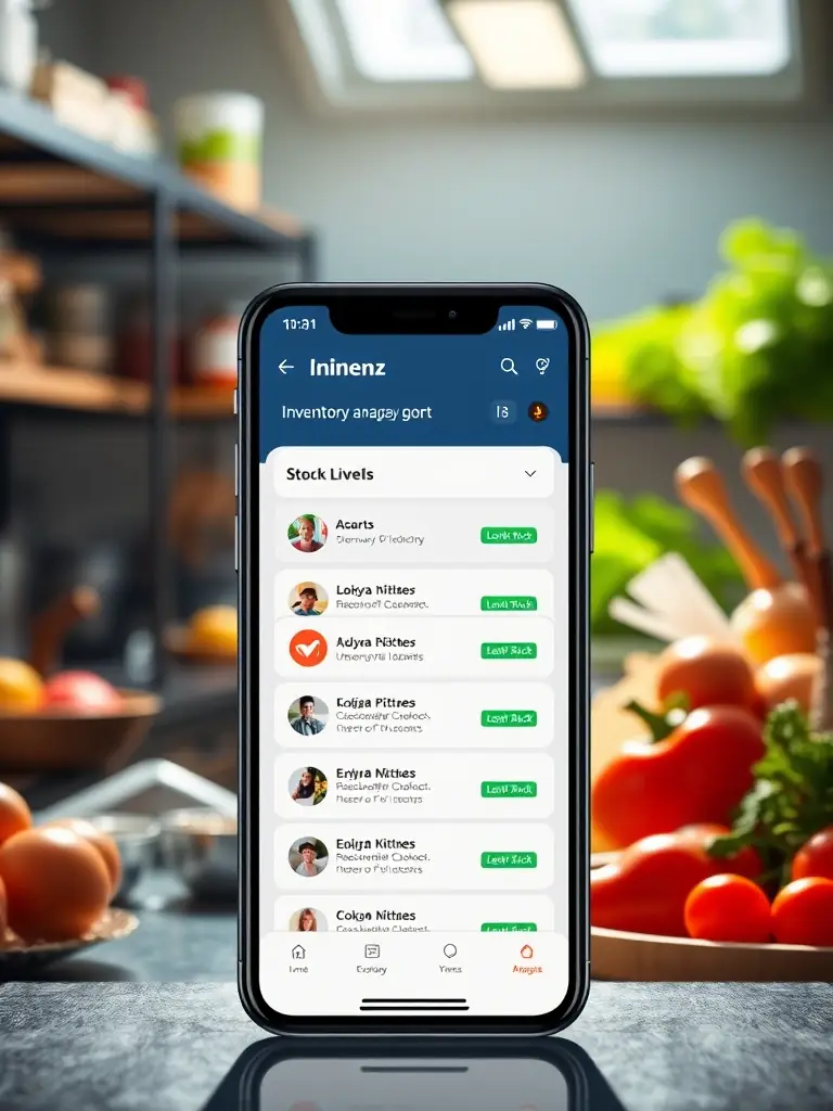 An image of the Culinex inventory management module, showing a real-time stock level display with alerts for low-stock items.